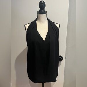 DIANE VON FURSTENBERG reagan drapey sleeveless blouse top black size M